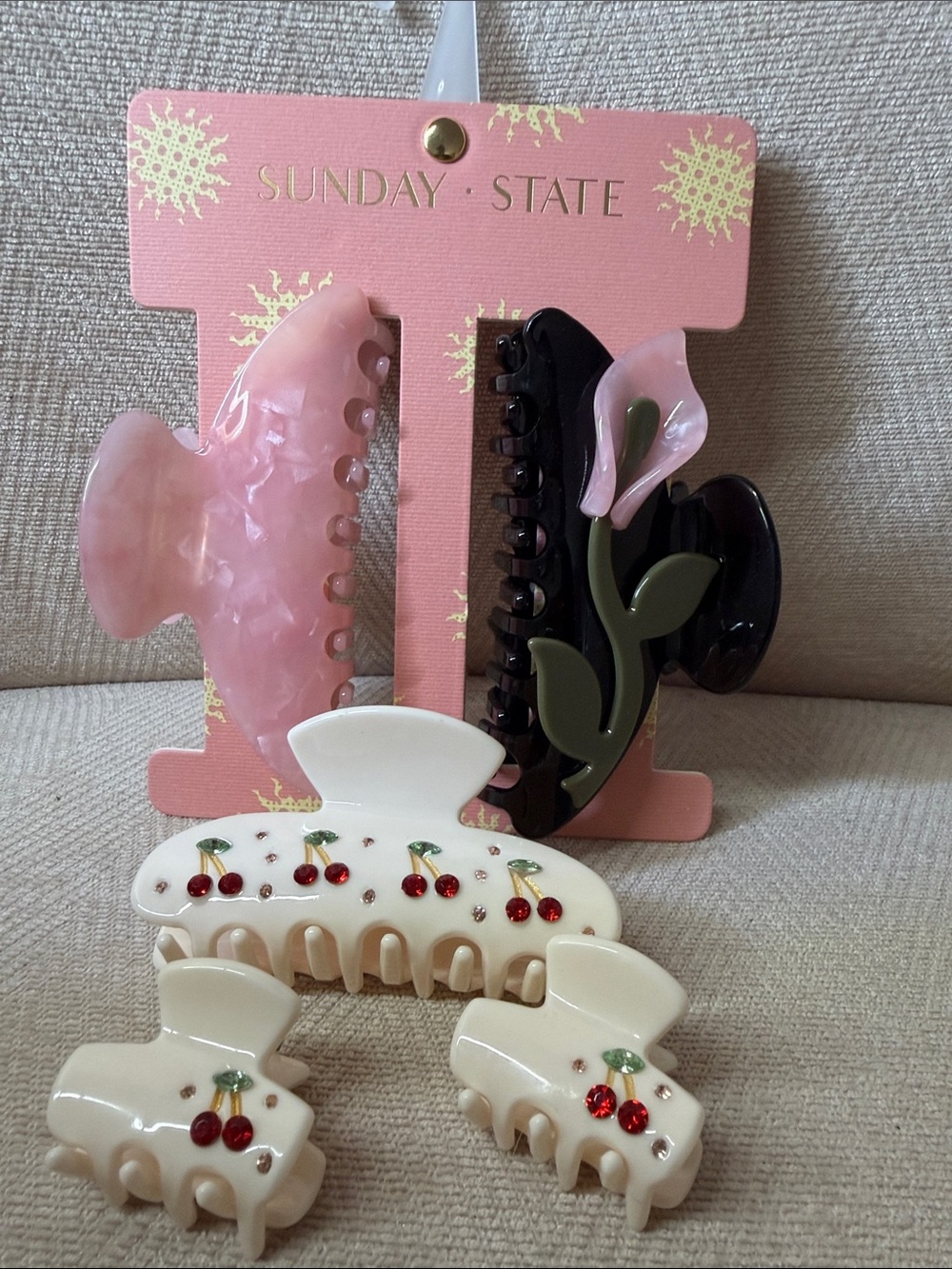 Sunday State Pink & Cream Decorative Hair Claw Clip Set - Picture 7 of 8